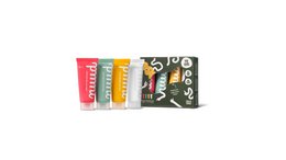  A set of vegan deodorants in a family pack, featuring various scents and colors. The deodorants are made with natural ingredients and are free from aluminum, parabens, and other harsh chemicals.