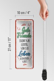 Blechschild Spruch 27x10 cm Gute Freunde erkennt man leichter wenn Deko Schild