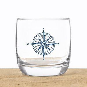 Whiskeyglas aus Kristall „Kompass“ – maritimes Design, Made in EU