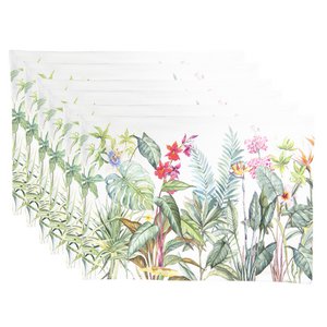 Placemats Set van 6 48x33 cm Wit Groen Katoen Jungle Botanics Tafelmat