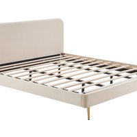 Gestoffeerd bed met beige fluwelen hoes 180x200 cm