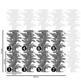 Papel pintado de hojas tropicales en blanco y negro