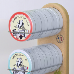 A 5-box display shelving unit made of wood and metal, with a rustic, industrial style.