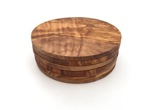 6er Set Untersetzer rund Ø 11 cm Glasuntersetzer aus Olivenholz