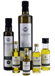 Extra virgin olive oil from Lesvos Island, Greece. Available in 100ml, 250ml, and 750ml sizes.
