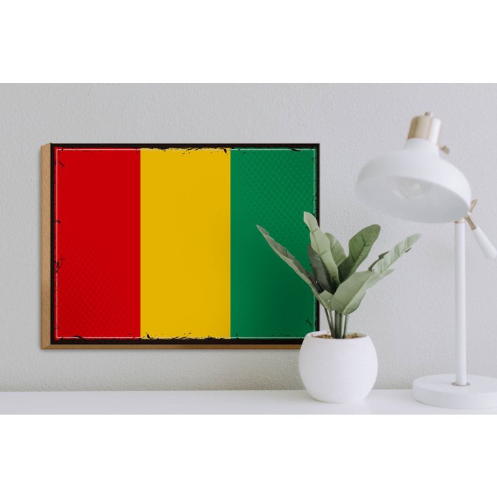 Panneau en Bois Drapeau Guinée 18x12 CM Drapeau De Guinée Vintage Déco  Plaque