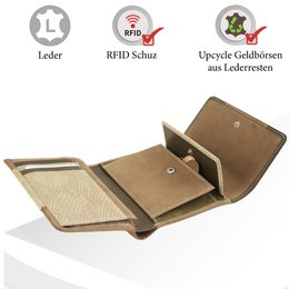 Sunsa damesportemonnee. Leren portemonnee. Portemonnee met RFID-bescherming. Portemonnee gemaakt van overgebleven leer. middelgrote portemonnee voor dames met veel creditcardvakjes - portemonnee voor dames, cadeau-idee