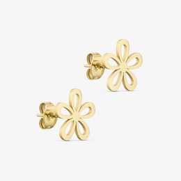  Chipsy earrings - 18 carat gilded gold stud earrings with a floral design.