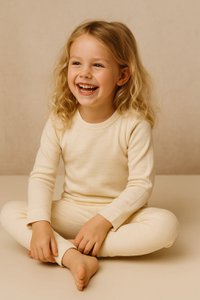 Wollbabypullover / Langarmhemd - Merinowolle - Naturel