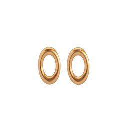 Oval-shaped gold-plated stud earrings with a simple, minimalist design.