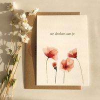 funeral card - poppies