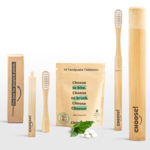 Bamboo Toothbrush Set with Toothpaste Tablets - Gift Bamboo Box - Choose!