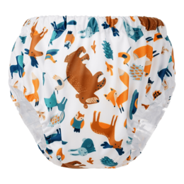 Colorful training pants with forest animal prints, suitable for diaper use.