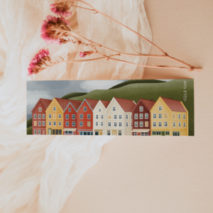 Bookmarks Norway Houses in Bergen - Bookworm Gift - Travel Home Front Scandinavia