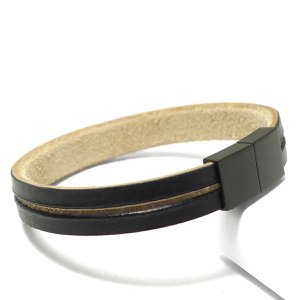 Leather Star Raw CK31 - black men's bracelet with a natural look