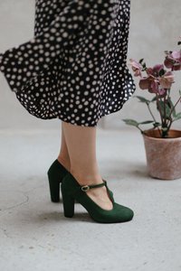 Handmade Suede heels (8 cm) - Greta - Green Vintage Shoes 35-42