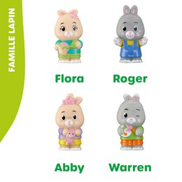  Rabbit family playset with four cute characters Flora Roger Abby Warren colorful toys