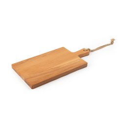 Rectangular wooden cutting board with a handle, measuring 38 x 20 cm, suitable for cheese and other food preparation.