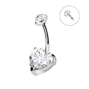 Heart Zirconia Banana Belly Button Piercing