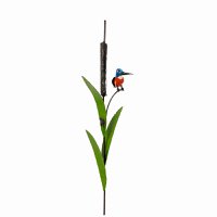 METAL CL KINGFISHER BABY ON CATTAIL PLANT