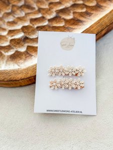 Haarspange Beige Blumen
