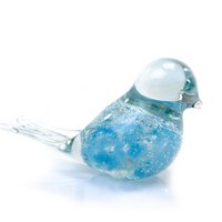 Light Blue Glass Bird - bubbles - ø 12 cm - Handmade