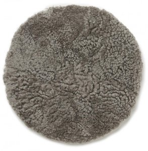 Krullend kussen schapenvacht - rond_Natural Grey