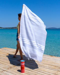 HANDDOEK TO GO MALIBU Katoenen strandlaken 180x100 cm | Spa-saunahanddoek | Grijs | met geschenkdoos