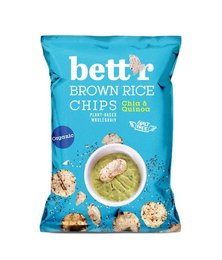 Organic brown rice chips with chia and quinoa, 60g bag.