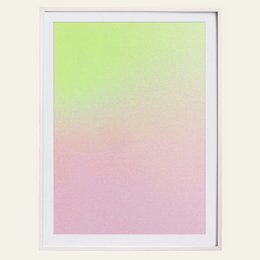 Vibrant yellow and pink gradient art print poster with a minimalist design. The poster features a smooth color transition from a bright yellow to a soft pink, creating a visually striking and modern aesthetic.