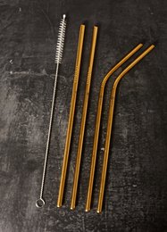 Set of 4 golden straws