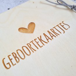 Houten bewaarbundel | Geboortekaartjes | Hartje | A5