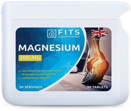 Magnesium 300mg supplement, 90 tablets, supports muscle and nerve function, suitable for adults.