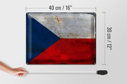 Tin Sign Flag Czech Republic 40x30cm Czech Republic Rust