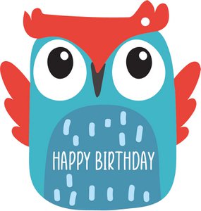 Gift tag owl "Happy Birthday"