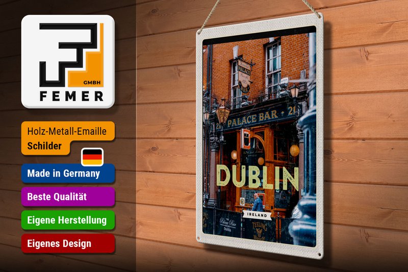 Tin Sign Travel 30x40cm Dublin Ireland Palace Bar Travel Destination
