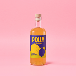  Citrus-flavored, alcohol-free aperitif in a 500ml bottle. Features a bright yellow and purple color scheme.