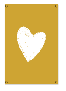 Kids tuinposter wit hart oker