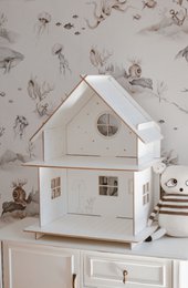Wooden Dollhouse, modular construction, minimalist design