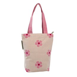  Sustainable tote bag with zipper, featuring a floral "Nomoreplastic Flower Power" design. Made of durable, eco-friendly materials. Suitable for shopping, travel, and everyday use.