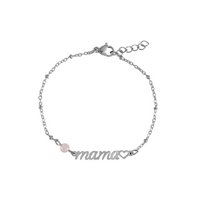 Mama & Rose Quartz Bracelet - Silver