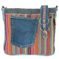 Sunsa duurzame schoudertas voor dames. Schoudertas gemaakt van gerecycled jeans & katoen. Handtas vintage retro stijl. Crossbody tas voor dames. kopie 1