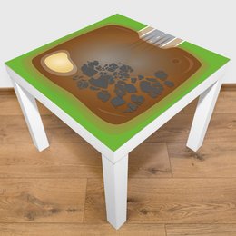 A colorful play mat featuring a construction site with various toy vehicles and equipment, including a crane, backhoe, and hard hats.