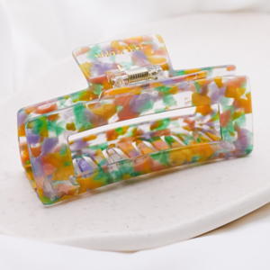 Hair clip green sprinkles - hair claw Rainbow Cellulose Acetate XL