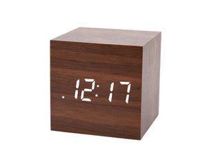 Wooden alarm clock Cube Brown