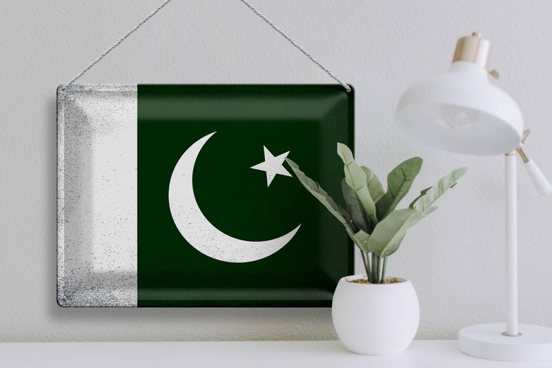 Tin Sign Flag Pakistan 40x30cm Flag Pakistan Vintage