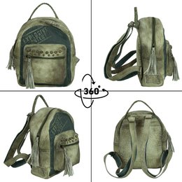Sunsa leren/canvas rugzak. Vintage rugzak, retro dagrugzak. City rugzaktas voor dames/meisjes in een uniek design. Mini vrijetijdsrugzak voor dagelijks gebruik.