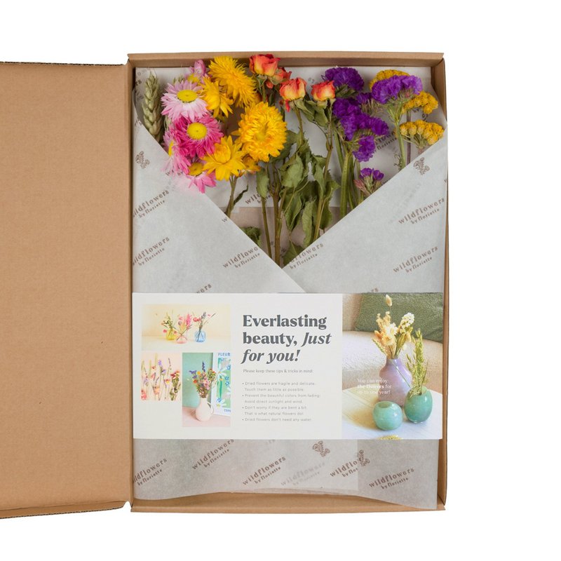 Geschenkdoos - Gedroogde Bloemen in Brievenbus - Multi