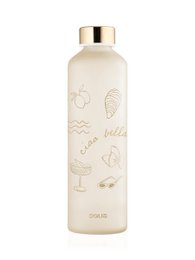 Glass bottle with Ginkgo leaf design, made for travel, made of durable glass material.