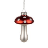Christmas pendant Mushroom Ø 6x9 cm Red White Glass Christmas tree decoration
